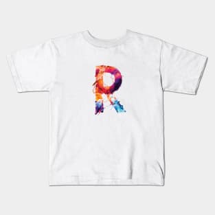 Colorful Painted Initial Letter R Kids T-Shirt